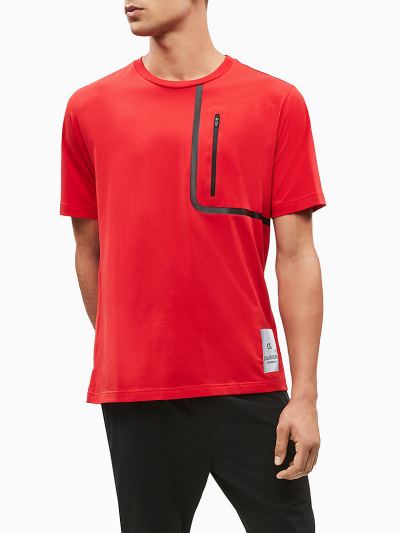 Calvin Klein Ruhák HU867903 | Calvin Klein Relaxed Zip Detail Férfi Póló Piros